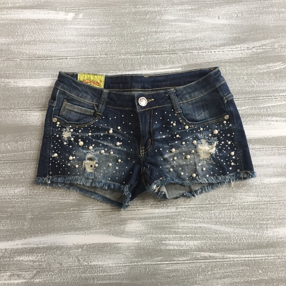 jean shorts with rhinestones